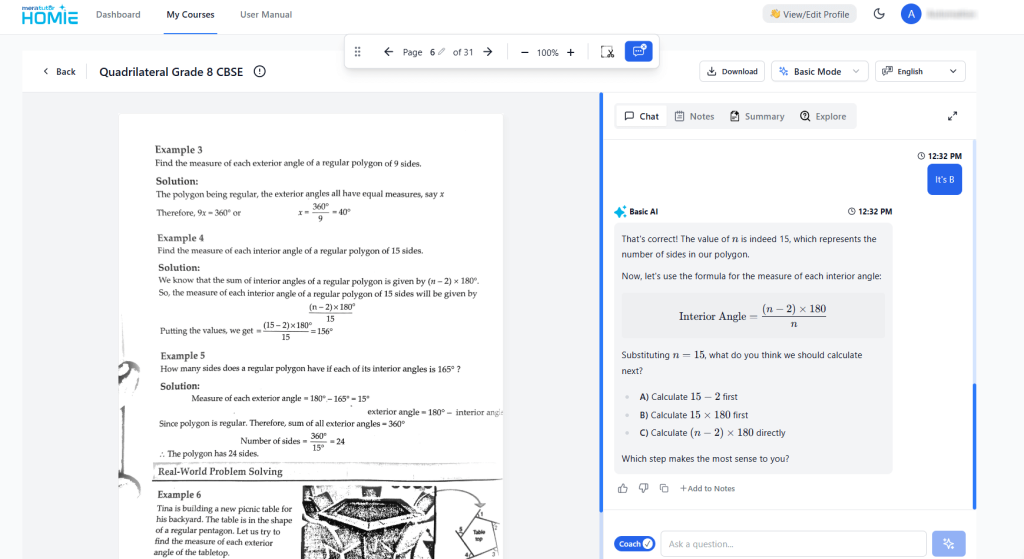 Beyond Answers: AI Chatbots and the Rise of Socratic Learning 14 Coach Mode Step 5 | MeraTutor.ai Homie Blogs