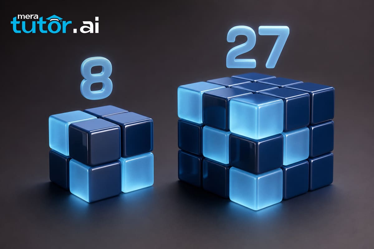 A Square and a Cube — Class 8 Worksheet with Answers 3 3D unit cubes stacked to show perfect cube numbers for Class 8