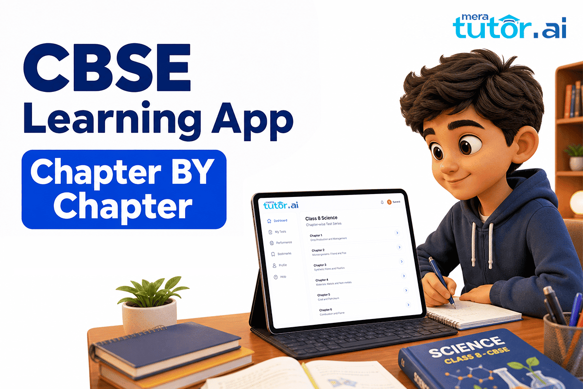 CBSE learning app showing chapter-by-chapter study on a tablet