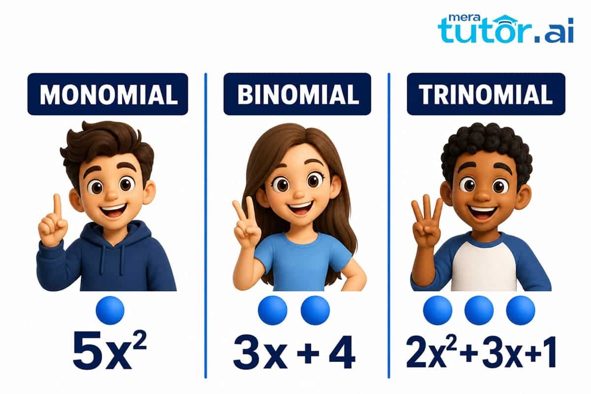 Expression Using Letter Numbers Class 7 Worksheet: A Complete Guide 3 Comparison chart of monomial, binomial, and trinomial expressions for Class 7