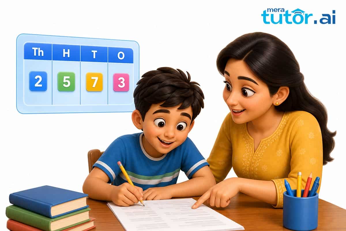 Thousands around us class 4 worksheet — child practising place value at home
