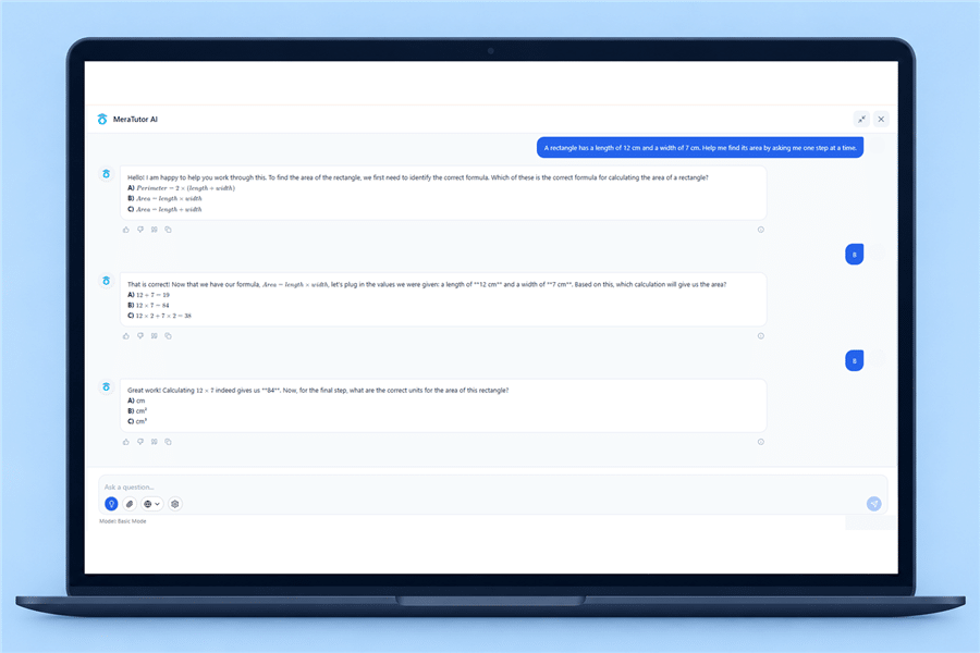 Personalized Learning Platforms for Students: How AI Personalizes Class 6–10 Maths 3 MeraTutor.AI Coach Mode guiding a Class 8 student through a maths problem on a personalized learning platform for students
