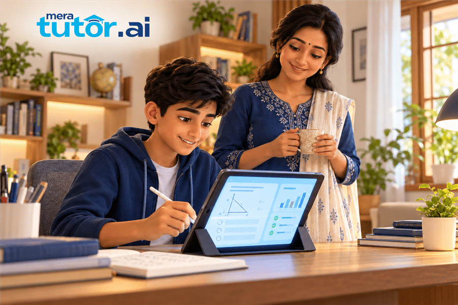 Child studying maths at home with one of the personalized learning platforms for students on a tablet